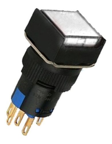 Botón Pulsador Iluminado 16mm Cuadrado 24v Blanco (26092)