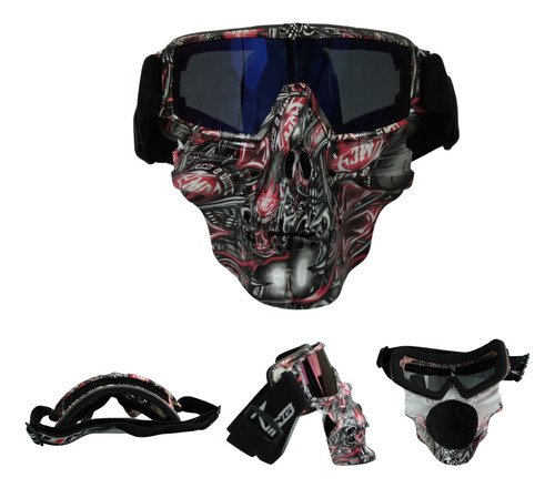 Goggles Para Moto Máscara Calavera Con Diseño Negro/rojo