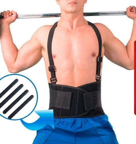 Faja Cinturon Lumbar Ajustable Con Tirantes Para Fuerza Gym