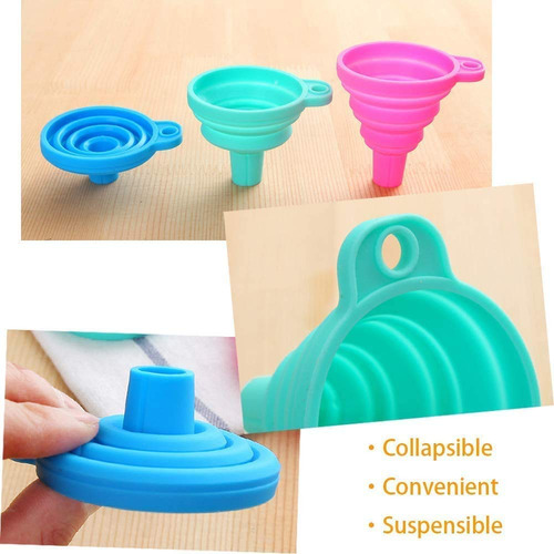 Juego De 8 Embudos Plegables De Silicona Para Cocina