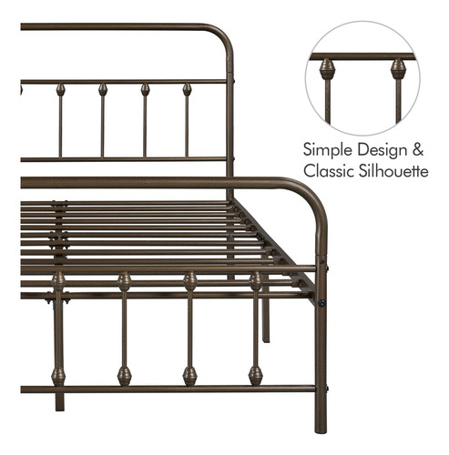 Base De Cama Clásica De Metal Estilo Victoriano Tamaño Matri