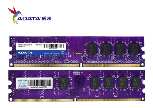Imagen 2 de 7 de Memoria Ram Ddr2 2gb Adata 800mhz New Pack De 4 Piezas