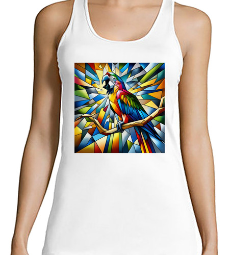 Musculosa Mujer Loro Cantar Estilo Cubista M4