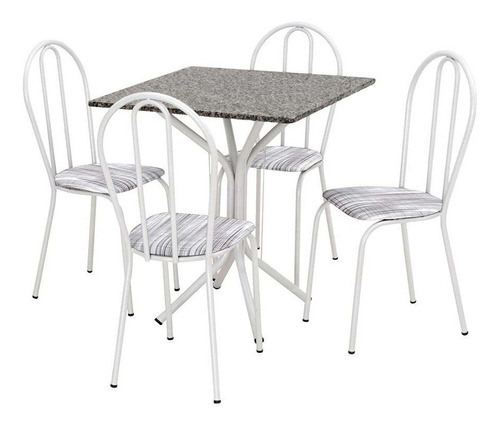 Conjunto De Mesa Thais Com 4 Cadeiras Branca Linho