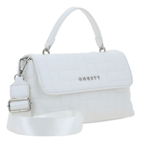 Bolso Tipo Briefcase Gorétt By Chenson Capitonado Priss P25 Blanco Liso Níquel Blanco