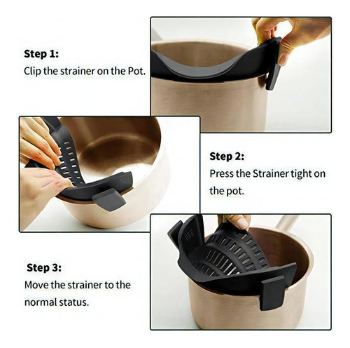 Colador De Silicona Con Clip Para Todas Las Ollas Y Sartenes