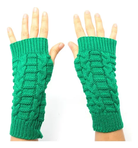 Guantes De Mujer Mitones Sin Dedos Lana Angora Pemium Import