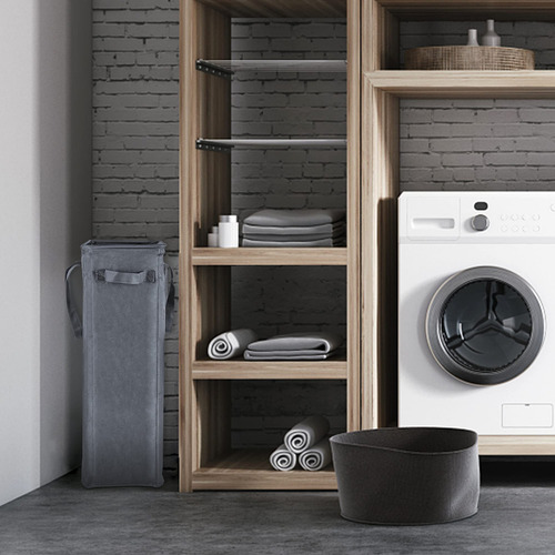 Cesta De Lavandería Delgada De 45 Litros Plegable Gris