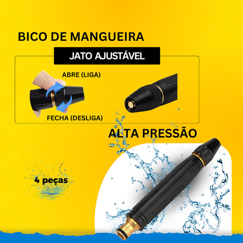 Bico De Mangueira 3 Função Alta Pressão Regador Jato Potente