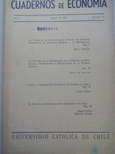 Revista Antigua 1968 Cuadernos De Economía Chile U. Católica
