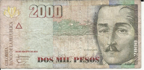 Colombia 2000 Pesos 30 Agosto 2013