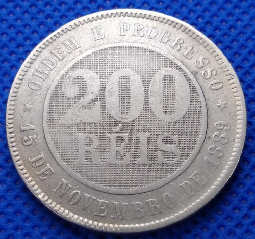 Moeda 200 Réis 1893. República.