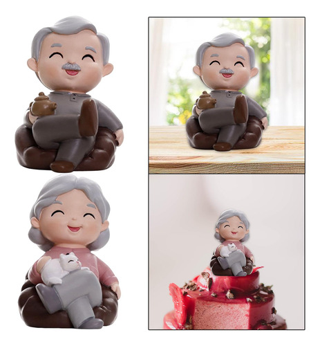 2 Estatuas Bonitas Para Decoración De Tartas De Abuela Y