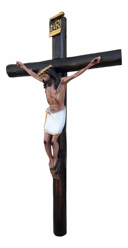 Crucifijo De Pared Con Cristo En Cruz De Madera 110 Cm