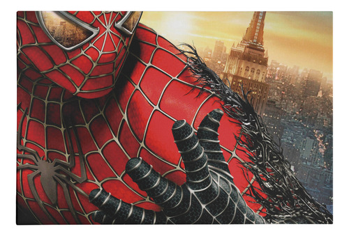 Quadro Tela Canvas  Aranha Homem Spider Preto Herói 75x50