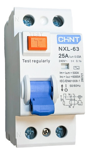 Disyuntor Diferencial Chint Bipolar 2x25a Clase Ac 6ka 30ma 