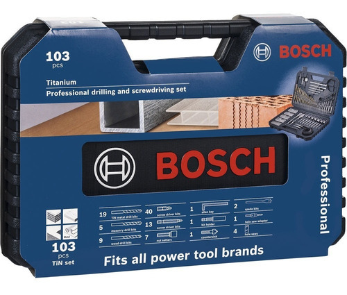 Juego de fundas de titanio Bosch, 103 piezas, puntas y brocas