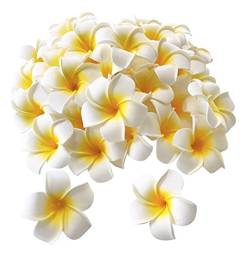 100pcs White Foam Hawaiian Frangipani Artificial Plumer...