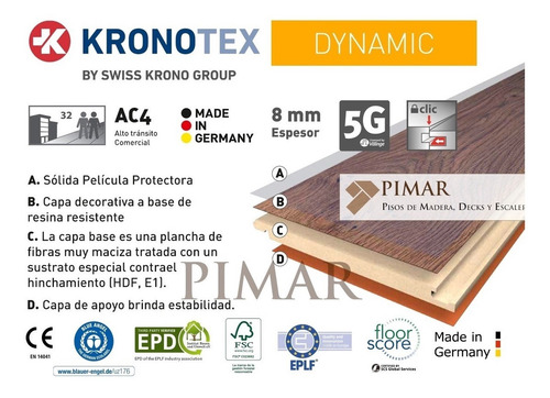 Imagen 5 de 8 de Combo Piso Flotante Kronotex 8mm Roble Trend Manta Y Zócalos