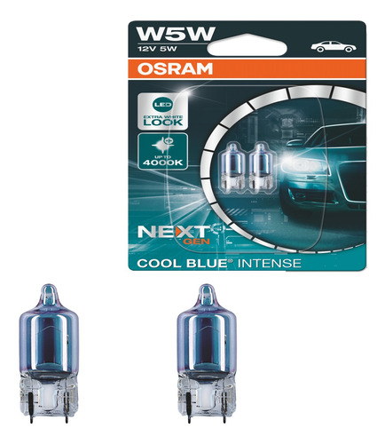 Par Lâmpada Osram Pingo T10 W5w 4000k Cool Blue Intense