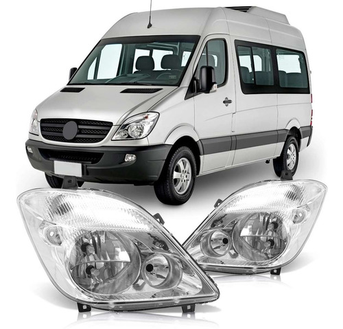 Par Farol Dianteiro Sprinter 2012 2013 2014 Máscara Cromada