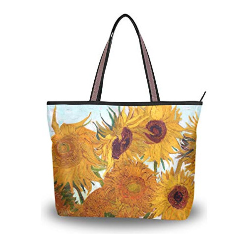 Zip Tote Bag Van Gogh Sunflower Mujer Bolsas De Hombro Satch