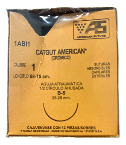 Sutura Catgut Cromico 1 1/2 Circulo B-5 25-26mm American