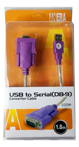 Cable Adaptador Usb A Serial Rs232 Db9 Macho 1.8mts. Morado