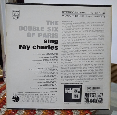 Lp Double Six Paris-sing Ray Charles Or.64 Imp. Samba Roque