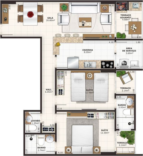 Imagem 3 de 7 de Apartamento, 2 Dorms Com 88.11 M² - Guilhermina - Praia Grande - Ref.: Exto26 - Exto26