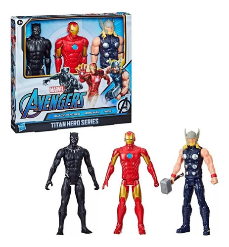 Figuras Avengers Pack 3 Black Panther- Ironman -thor