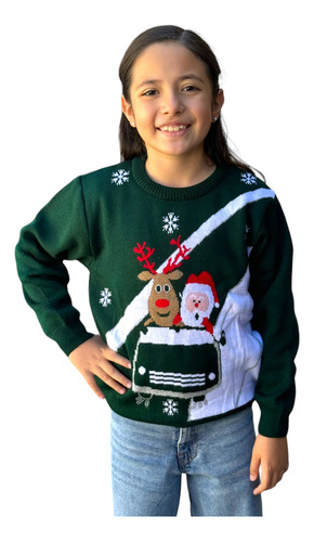 Ugly Sweater / Sueter Navideño Infantil Santa Y Reno