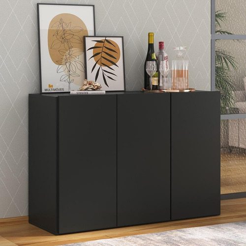 Aparador Buffet 3 Portas Veneza Multimóveis Mp1007 Preto