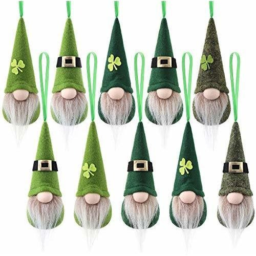 St Patrick Day Hanging Gnome Ornaments Set Of 10, Irish...