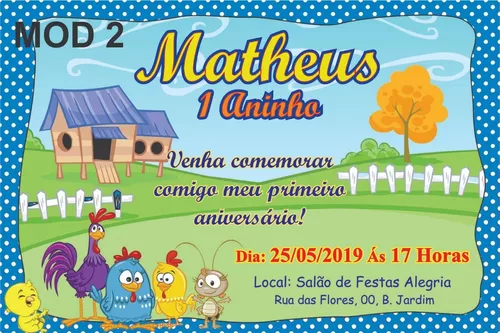 Convite Aniversário Galinha Pintadinha