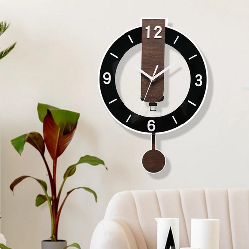 Relógio De Parede Com Pêndulo, Decoração Moderna, Preto