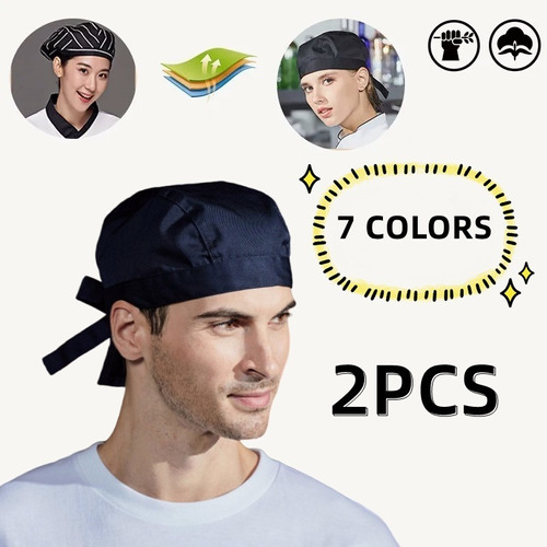 Gorros De Chef,cofias Para Cocina,único Unisex Headwrap 2pcs