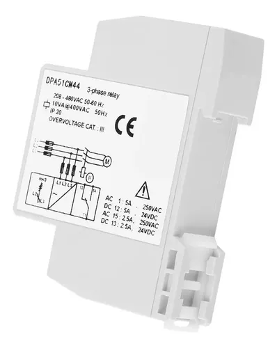 1 Uds DPA51CM44 Relé de Monitoreo Trifásico, Protector de Secuencia de Fase Funciona para 208-480VAC