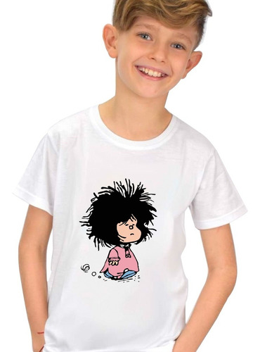 Imagen 4 de 6 de Remera Mafalda Despeinada Modal Premium Hombre Mujer Niños