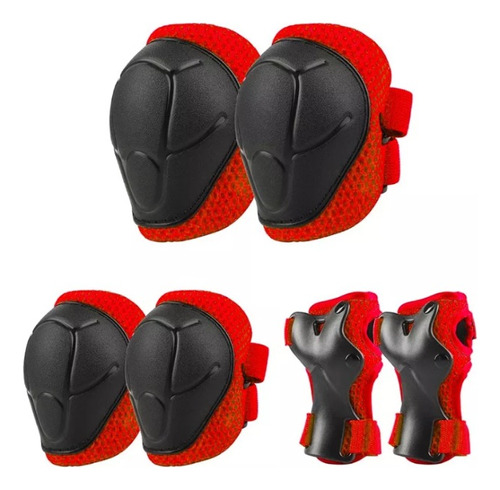 Set De Protección Niños Rojo Rodillera Codera Muñequera