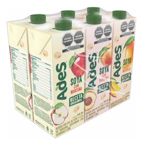 Bebida De Soya Ades Jugo De Fruta 6pz 946ml C/u Envio Gratis