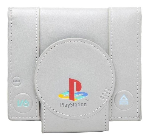 Carteira Bioworld PlayStation One grey de poliéster/poliuterano - 11.5cm x 11cm x 1.5cm