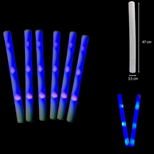 100 Rompecocos Azul Led Vara De Goma Fiesta Carnaval Carioca