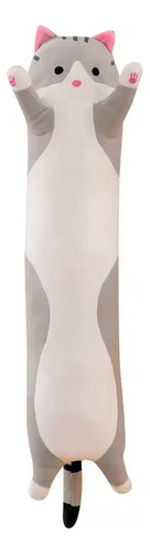 Lindo Peluche Almohada Suave Gato 50 Cm Gris