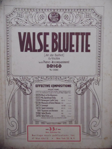 Partitura Violino Piano  Valse Bluette  F Carl Jahn