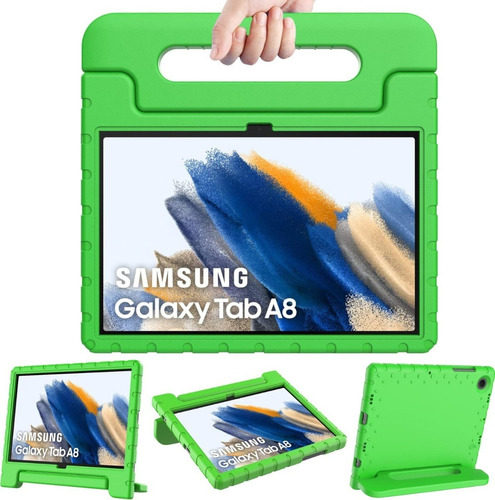 Funda Agarradera Uso Rudo Para Galaxy Tab A8 10.5 X200 Verde