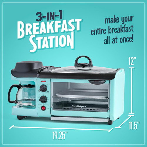 Nostalgia Estación De Desayuno 3 En 1 Incluye Cafetera Y H