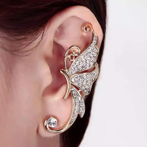 Arete Solitario Estilo Mariposa Con Piedras Para Mujer