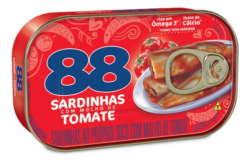 Sardinha 88 125g Kit Com 50 Latas Óleo E/ou Tomate Atacado