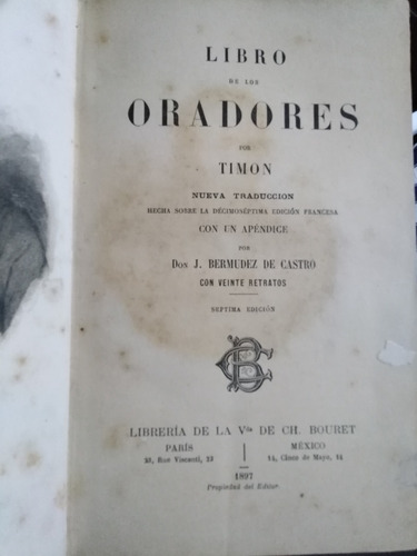 Libro De Los Oradores - Timon Año 1897 -sólo Envíos